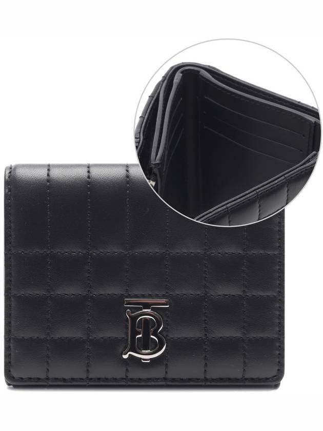 Lola Folding Small Quilted Leather Card Wallet Black Palladium - BURBERRY - BALAAN 3