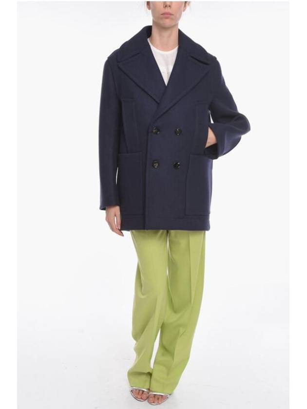 Wool Double Coat Navy - BOTTEGA VENETA - BALAAN 5