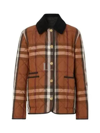 Women's Check Diamond Quilted Jacket Brown - BURBERRY - BALAAN 2