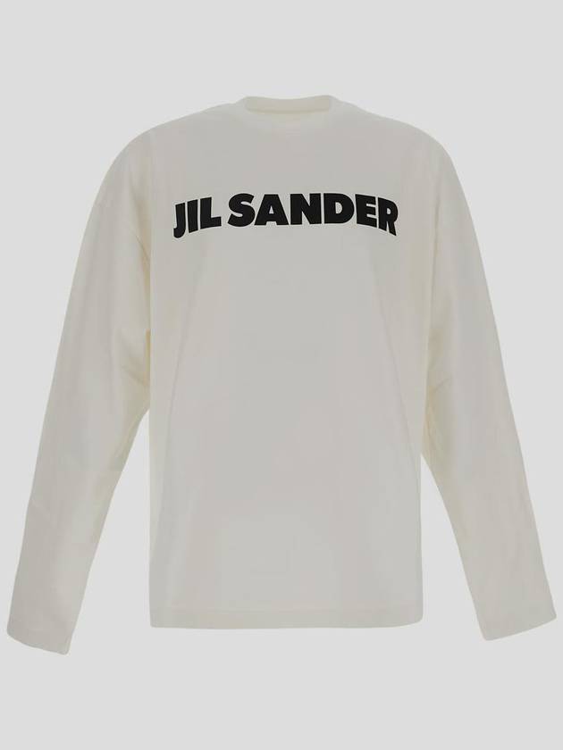 Logo Print Cotton Long Sleeve T-Shirt White - JIL SANDER - BALAAN 2