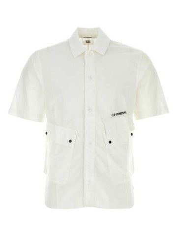 Cotton Popeline Pocket Short Sleeve Shirt White - CP COMPANY - BALAAN 1