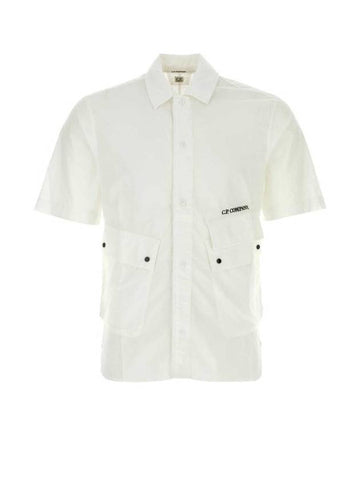 Cotton Popeline Pocket Short Sleeve Shirt White - CP COMPANY - BALAAN 1