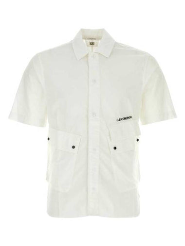 Cotton Popeline Pocket Short Sleeve Shirt White - CP COMPANY - BALAAN 1