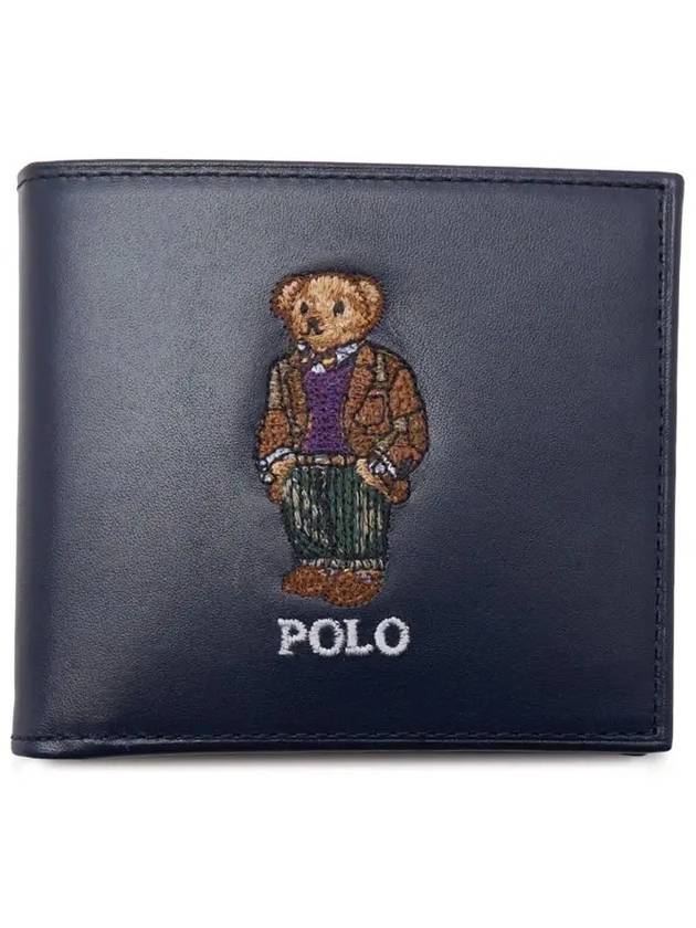 Polo Bear Embroidery Half Wallet Black - POLO RALPH LAUREN - BALAAN 3