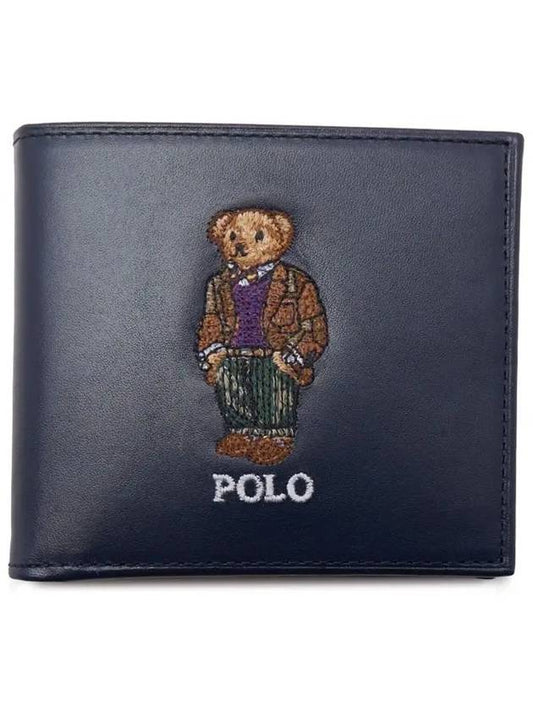 Polo Bear Embroidery Half Wallet Black - POLO RALPH LAUREN - BALAAN 2