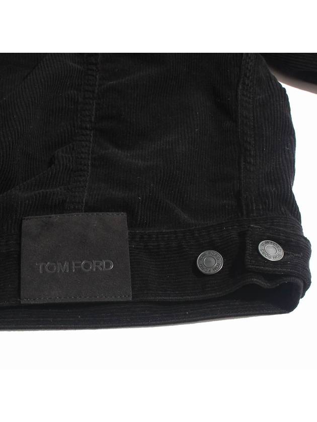 Wave Shirt Collar Cotton Corduroy Denim Jacket Black - TOM FORD - BALAAN 5