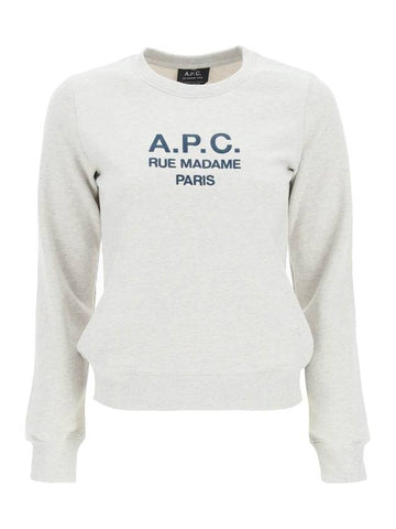 Women's TINa Logo Sweat Sweatshirt Heather Ecru - A.P.C. - BALAAN 1