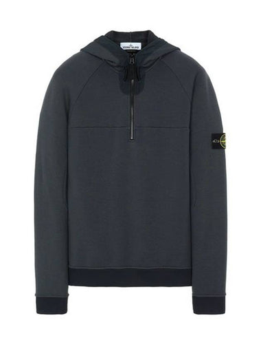 Wappen Patch Half Zip Up Hoodie Charcoal - STONE ISLAND - BALAAN 1