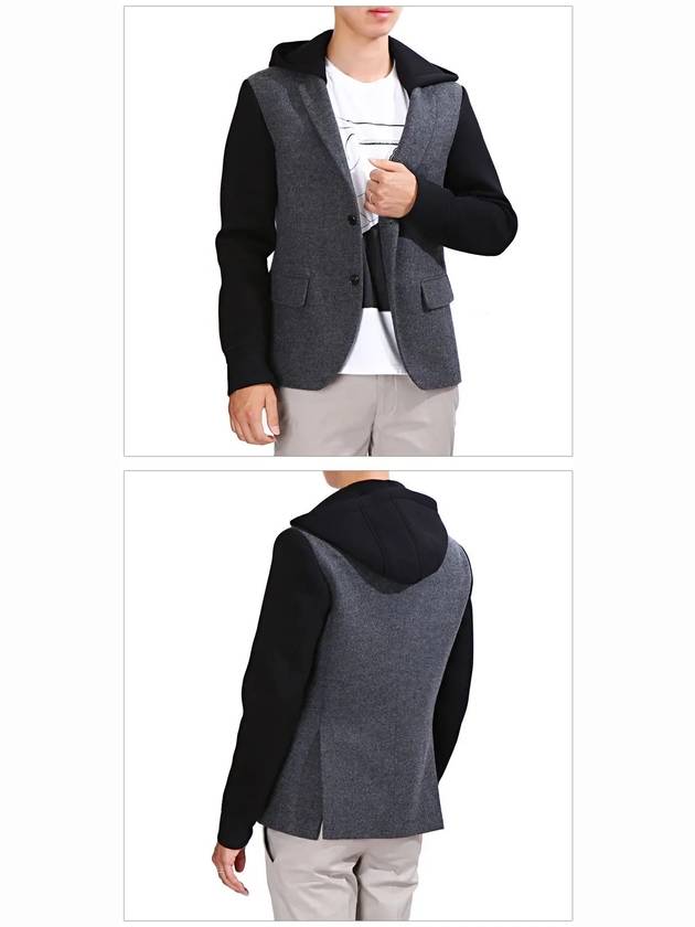 Men's Button Wool Hooded Jacket Gray - NEIL BARRETT - BALAAN.