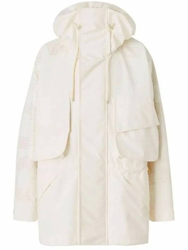 Men's Perforated Logo Technical Oversized Parka Ivory - BURBERRY - BALAAN 2