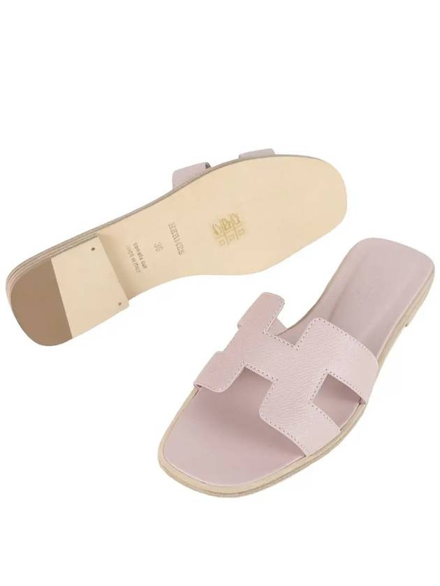 Oran Leather Sandals Rose Porcelaine - HERMES - BALAAN 5