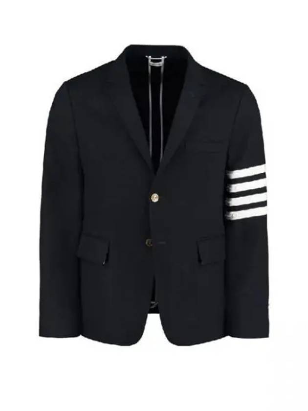 Men's Diagonal Armband Cotton Single Blazer Jacket Navy - THOM BROWNE - BALAAN 2