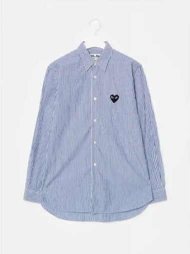 Unisex black heart wappen stripe striped shirt blouse southern navy domestic product GM0024040882858 - COMME DES GARCONS PLAY - BALAAN 1