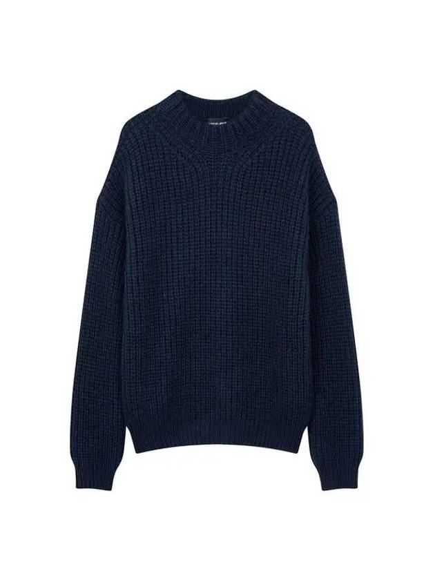 Women s Chunky Ribbed Silk Cashmere Knit Navy - GIORGIO ARMANI - BALAAN 1