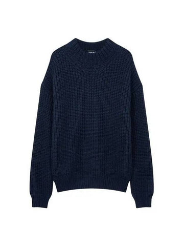 Women s Chunky Ribbed Silk Cashmere Knit Navy - GIORGIO ARMANI - BALAAN 1