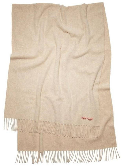 Logo Wool Fringe Scarf Oatmeal Melange - ACNE STUDIOS - BALAAN 2