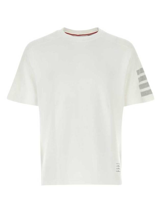 4-Bar Striped Cotton Short Sleeve T-Shirt White - THOM BROWNE - BALAAN 2