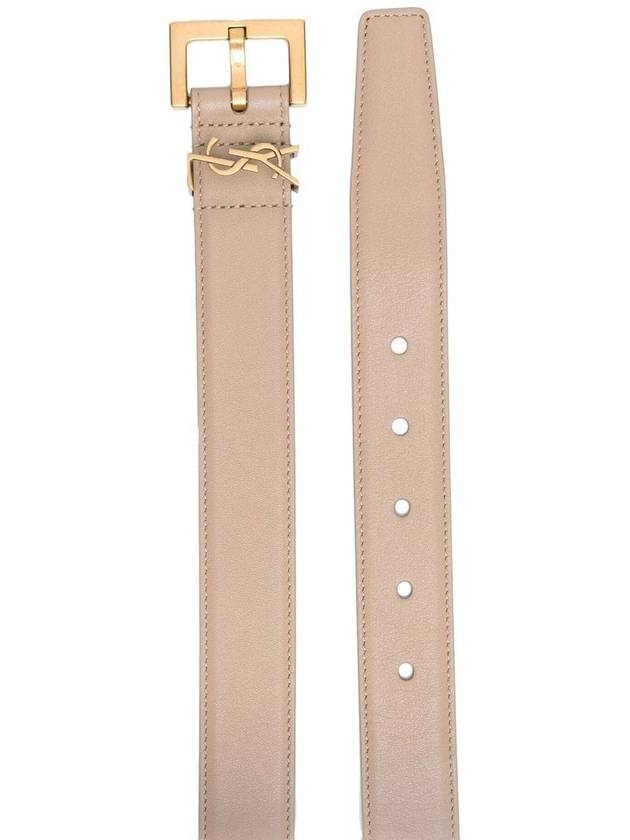 Monogram Buckle Leather Belt Pink - SAINT LAURENT - BALAAN 3