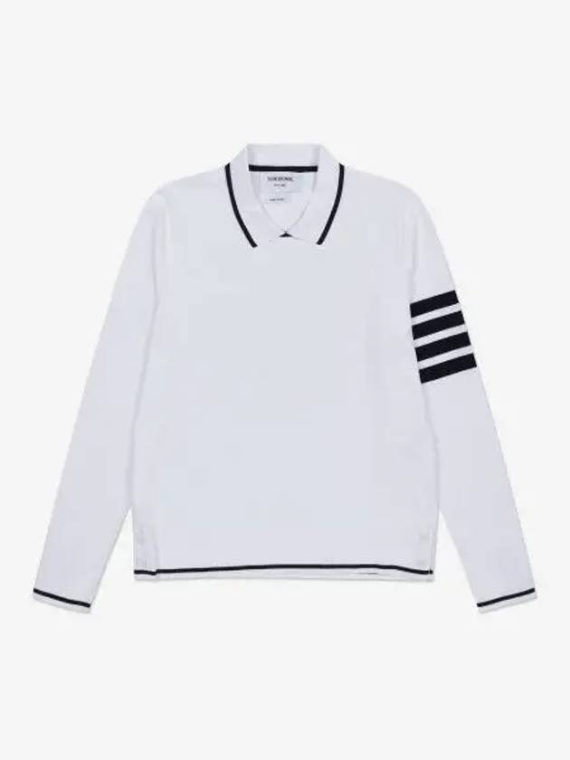 Women's Tipping Jersey Viscose Polo Shirt White - THOM BROWNE - BALAAN 2