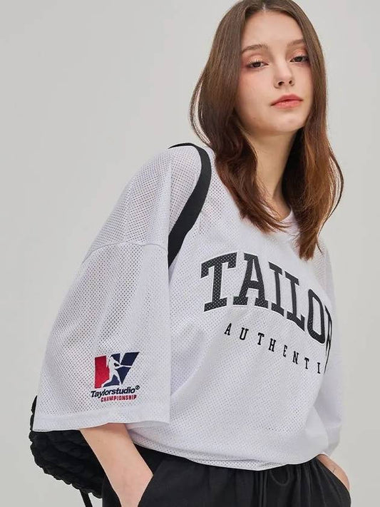 Enbl Mesh Jersey T-Shirt White - TAILOR STUDIO - BALAAN 1