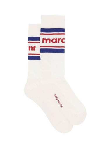 Donna Embroidered Logo Striped Socks Red Blue - ISABEL MARANT - BALAAN 1