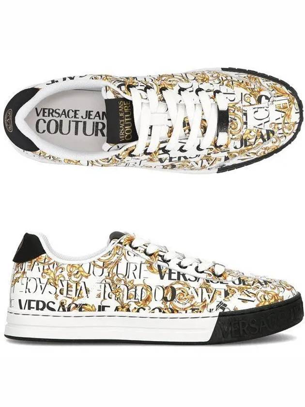 Jean Couture 76YA3SK6 ZPA60 G03 Court 88 Baroque Printing Men's Low Top Sneakers 992633 - VERSACE - BALAAN 1