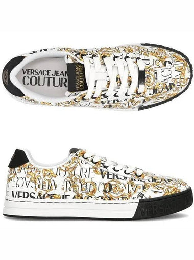 Jean Couture 76YA3SK6 ZPA60 G03 Court 88 Baroque Printing Men's Low Top Sneakers 990042 - VERSACE - BALAAN 1