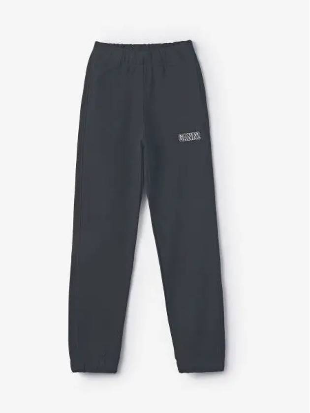 Side Logo Cotton JoGGer Track Pants Black - GANNI - BALAAN 2