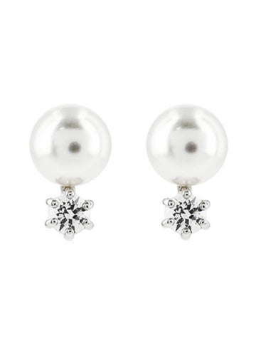 Matrix Stud Rhodium Plated Earrings White - SWAROVSKI - BALAAN 1