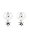 Matrix Stud Rhodium Plated Earrings White - SWAROVSKI - BALAAN 1