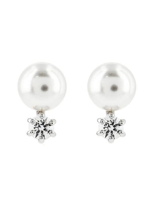 Matrix Stud Rhodium Plated Earrings White - SWAROVSKI - BALAAN 1