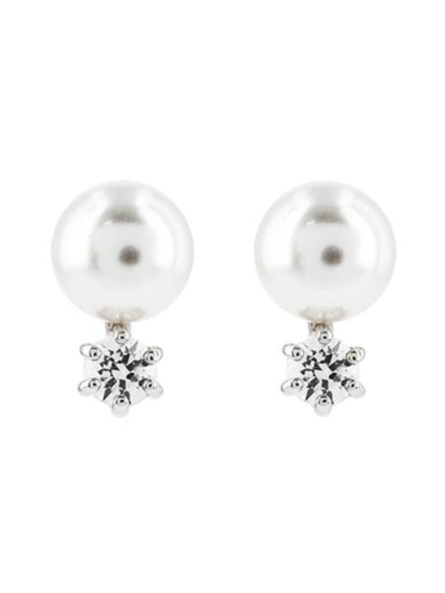 Matrix Stud Rhodium Plated Earrings White - SWAROVSKI - BALAAN 1