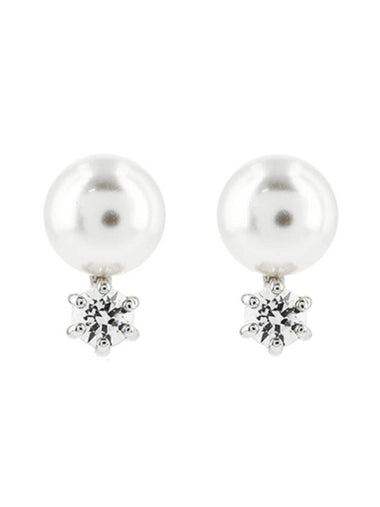 Matrix Stud Rhodium Plated Earrings White - SWAROVSKI - BALAAN 1