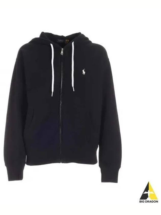 Embroidered Logo Zip Up Hoodie Black - POLO RALPH LAUREN - BALAAN 2