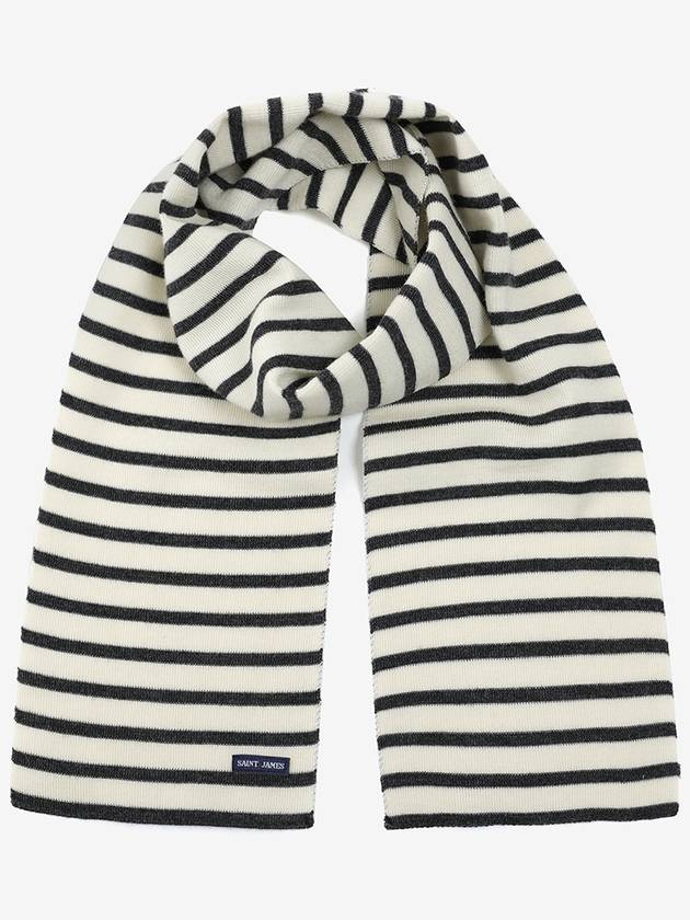 Striped Wool Muffler White - SAINT JAMES - BALAAN 2