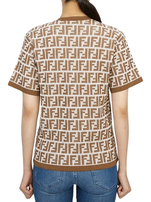 FF Jacquard Short Sleeve T-Shirt Brown - FENDI - BALAAN 4