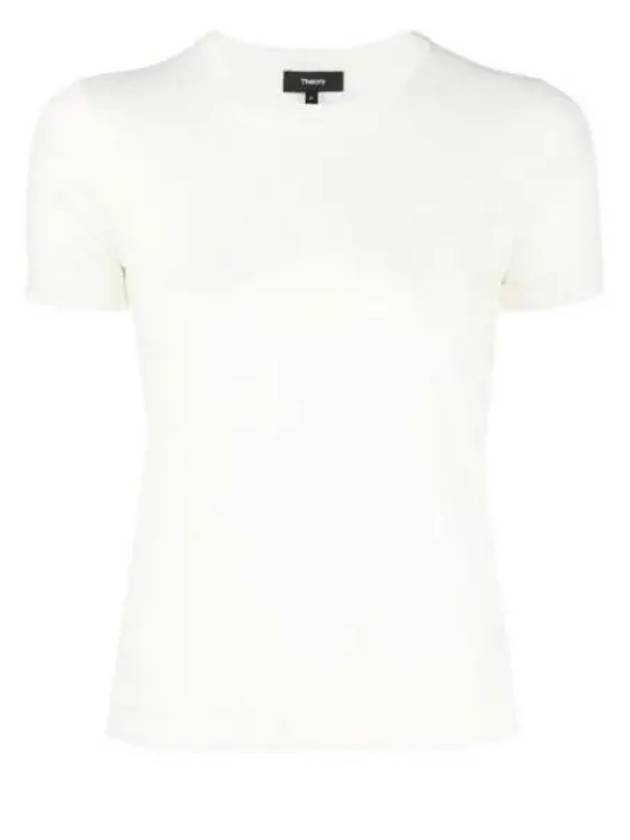 Women's Regal Wool Slim Crew Neck Short Sleeve T-Shirt Ivory - THEORY - BALAAN 2