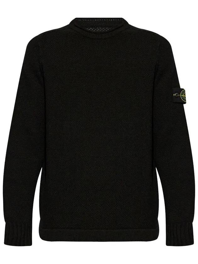 Compass Badge Wool Knit Top Black - STONE ISLAND - BALAAN 3