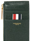 4 Bar Stripe Zipper Card Wallet Green - THOM BROWNE - BALAAN 6