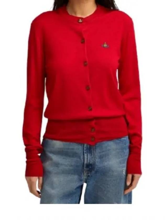 Bea Logo Wool Cardigan Red - VIVIENNE WESTWOOD - BALAAN 2