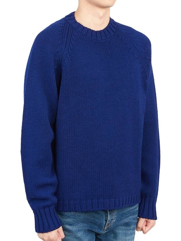 Men’s Merino Wool Knit Top Blue - TEN C - BALAAN 4