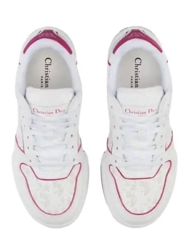 One Oblique Perforated Calfskin Low Top Sneakers White Fuchsia - DIOR - BALAAN 2