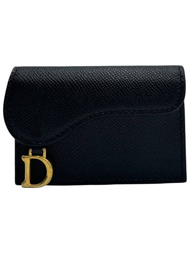 Saddle Flap Card Wallet Black - DIOR - BALAAN 3