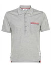 Men's Three Stripes Pocket Mercerized Short Sleeve Polo Shirt Light Grey - THOM BROWNE - BALAAN 2