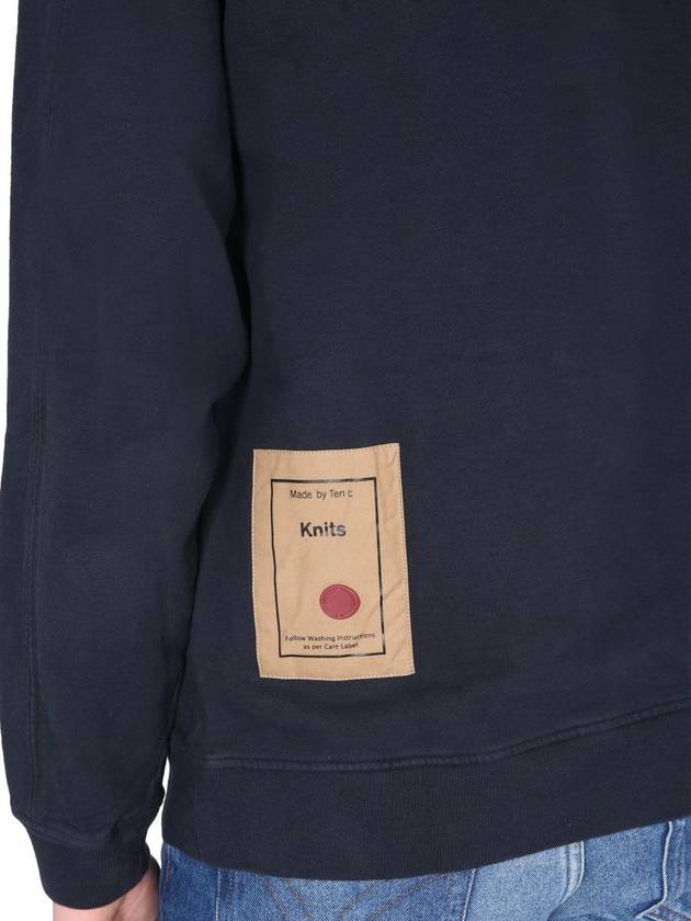 Men's Felpa Chiusa Girocollo Sweatshirt Navy - TEN C - BALAAN 5