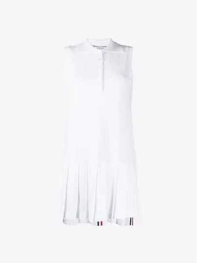 Women's Classic Pique Sleeveless Tennis Dress White - THOM BROWNE - BALAAN 2