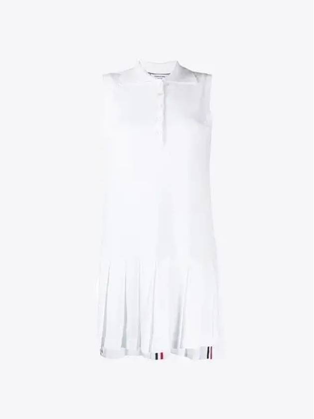 Women's Classic Pique Sleeveless Tennis Dress White - THOM BROWNE - BALAAN 2