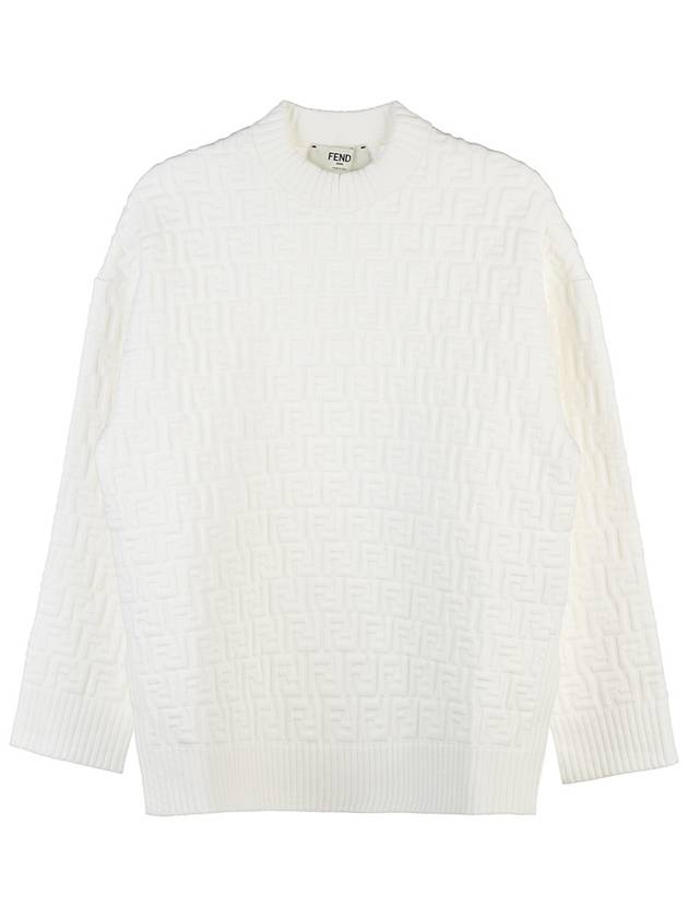 FF logo embossed pullover knit top white - FENDI - BALAAN.