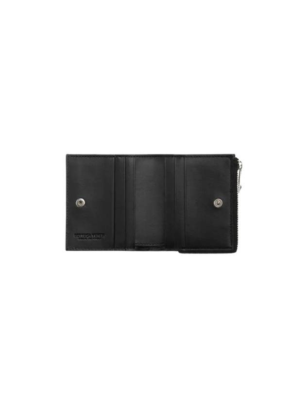 Intrecciato Bifold Calfskin Half Wallet Black - BOTTEGA VENETA - BALAAN 3