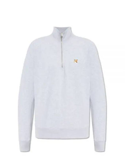 Fox Head Patch Half Zipper Sweatshirt Light Grey Melange - MAISON KITSUNE - BALAAN 2